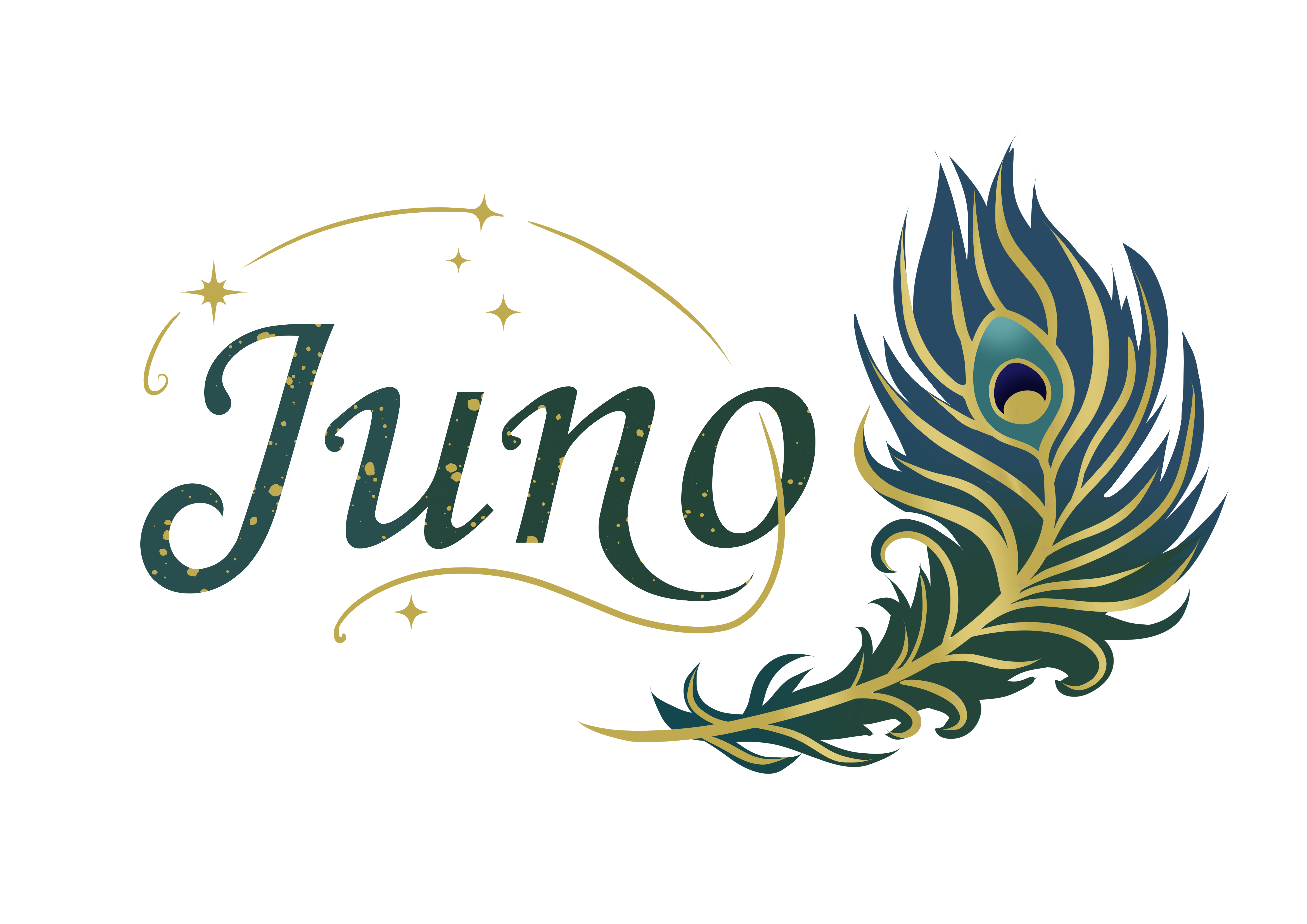 Juno’s logo: a teal wordmark beside a blue, green and gold peacock feather.